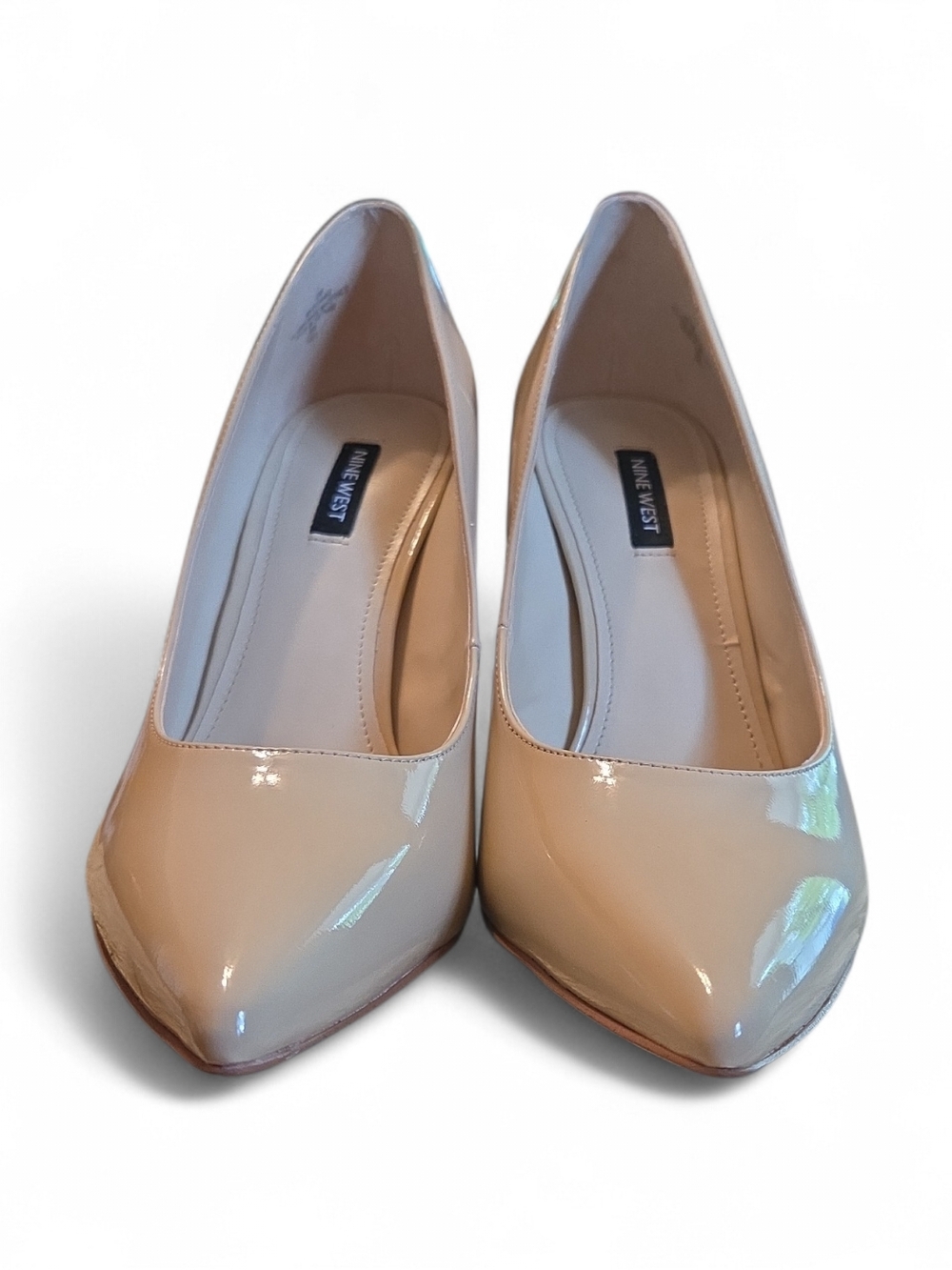 Nine West Tatiana Nude Patent Leather Pointed-Toe Stiletto Pump Size 10 - Picture 3 of 9